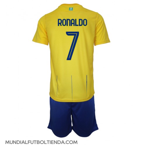 Camiseta Al-Nassr Cristiano Ronaldo #7 Primera Equipación Replica 2023-24 para niños mangas cortas (+ Pantalones cortos)